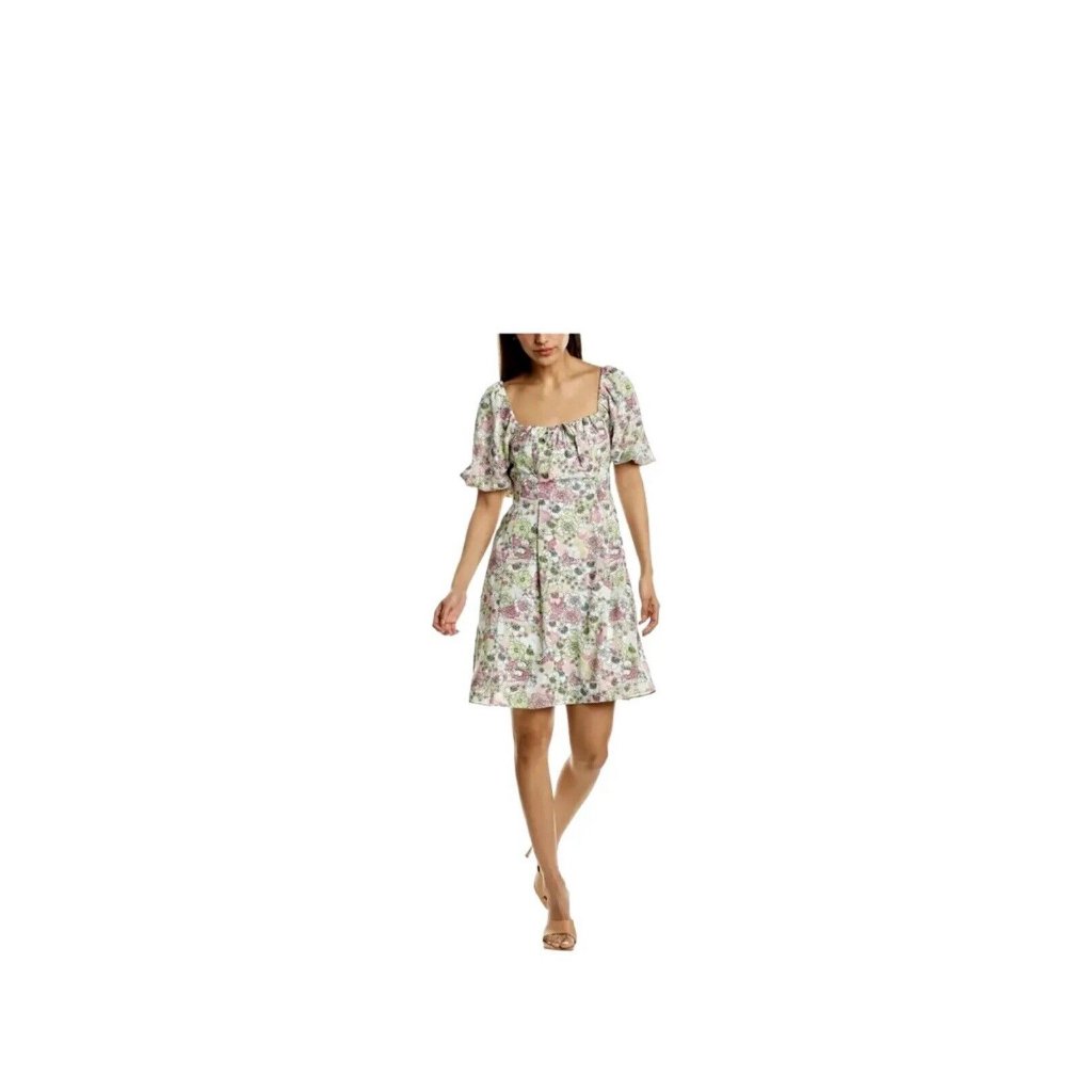 Nwot Bcbgeneration Floral Color Garden Puff Sleeve Mini Dress Size 12